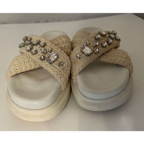Nila & Nila Woven Rhinestone Platform Slide Sandals W Size EU 39  US 8 Offwhite - Picture 8 of 9